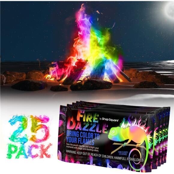 Fire Dazzle Fire Color Changing Packets for Fire Pit 25 Pack Fire Color Packet - Picture 1 of 8